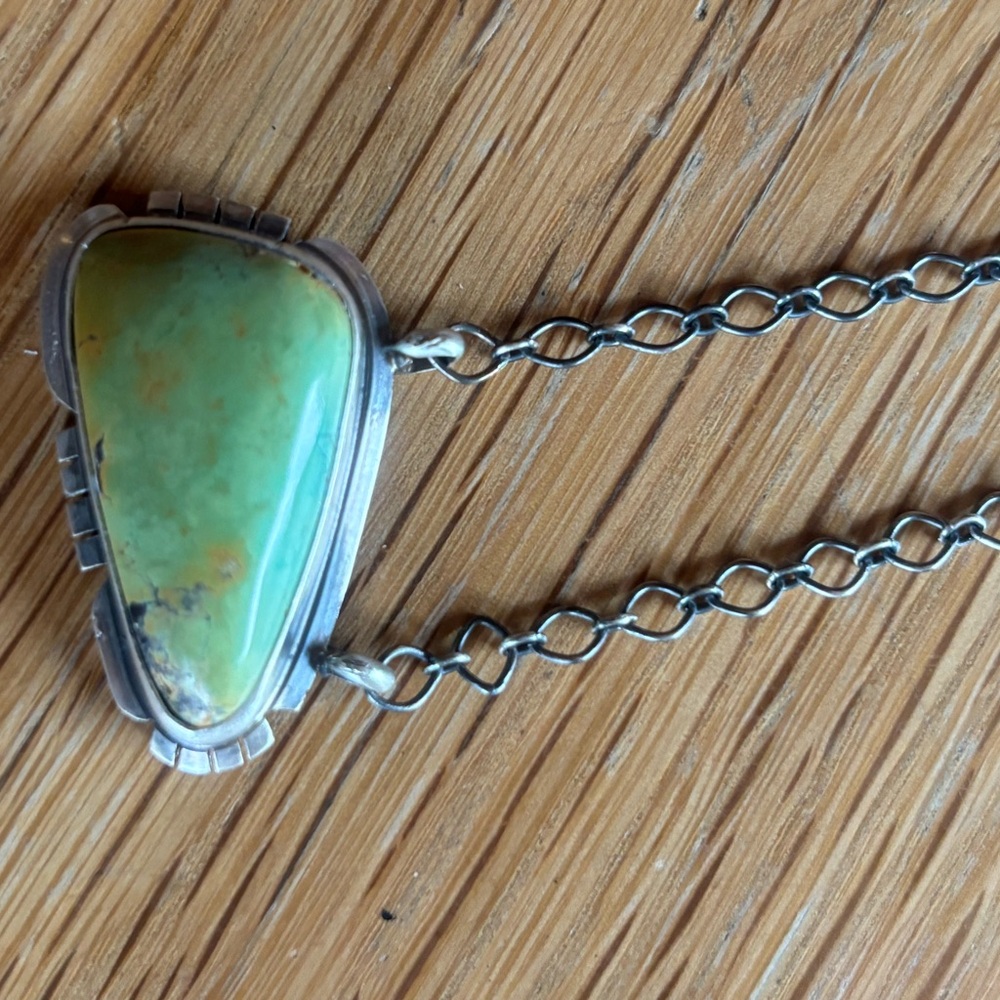 Artisan Silver Necklace by Antionette Martinez Boulder Turquoise Pendant - Picture 3 of 6